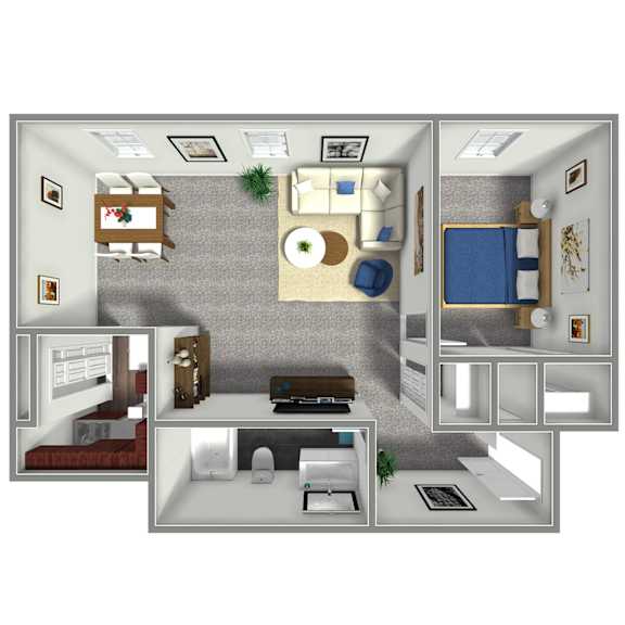 615 SF One Bed Floor Plan at Orpheum Tower in Omaha, NE