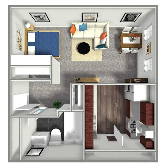 465 SF Studio Floor Plan at Orpheum Tower in Omaha, NE