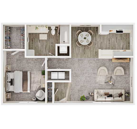 881 SF One Bed One Bath Classic Floor Plan at Parham Pointe in Little Rock, AR