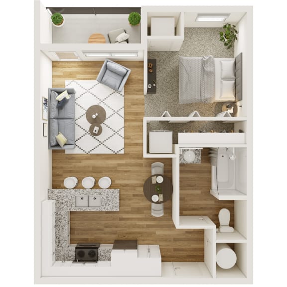 611 SF Studio Bedroom Apartment at The Parker in Papillion, NE