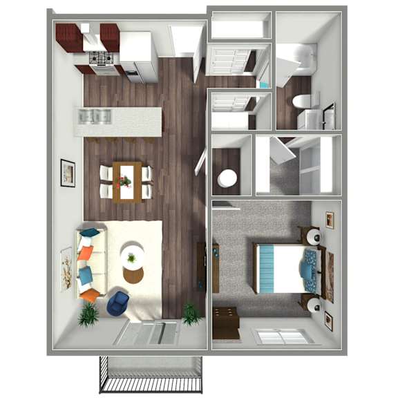 748 SF One Bed One Bath Floor Plan at Prairie Park in Wayne, NE
