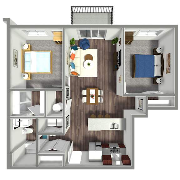 1,056 SF Two Bed One Bath Floor Plan at Prairie Park in Wayne, NE