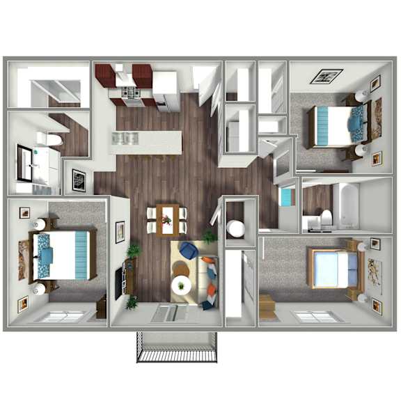 1,283 Three Bed Two Bath Floor Plan at Prairie Park in Wayne, NE