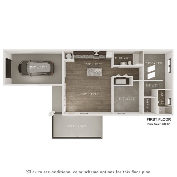 1,084 SF Two Bedroom Townhome floor plan at Sandstone Villas Townhomes in Omaha, NE
