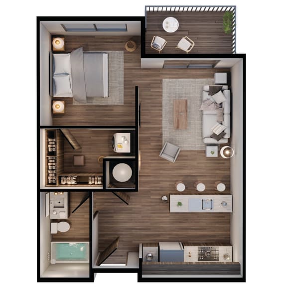 565 SF Ivory Studio Floor Plan at The Sterling at Prairie Trail North in Ankeny, IA