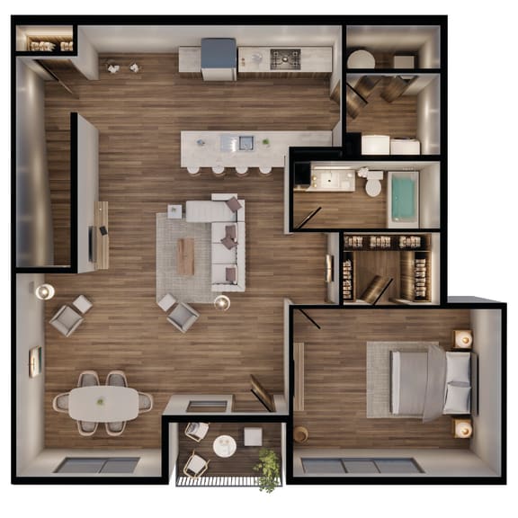 1061 SF one bedroom floor plan at Sterling at Prairie Trail North in Ankeny, IA