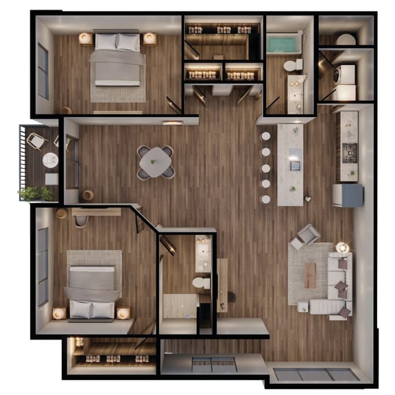 1410 SF two bedroom floor plan at Sterling at Prairie Trail North in Ankeny, IA