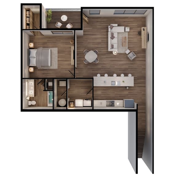 978 SF one bedroom floor plan at Sterling at Prairie Trail North in Ankeny, IA