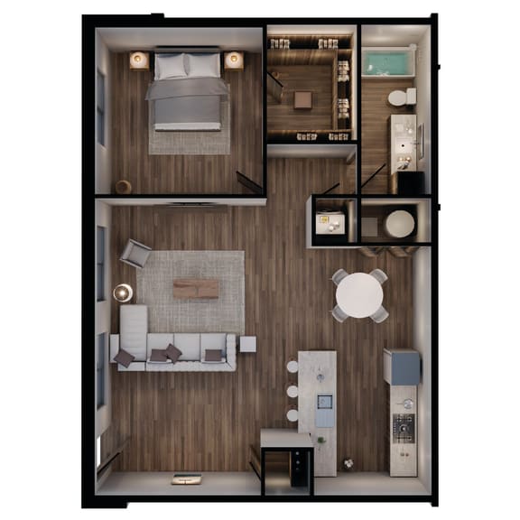 904 SF one bedroom floor plan at Sterling at Prairie Trail North in Ankeny, IA