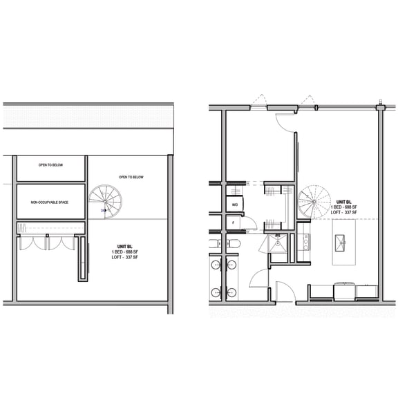 1,025 SF One Bed One Bath Floor Plan at The Howard East Central in Bentonville, AR