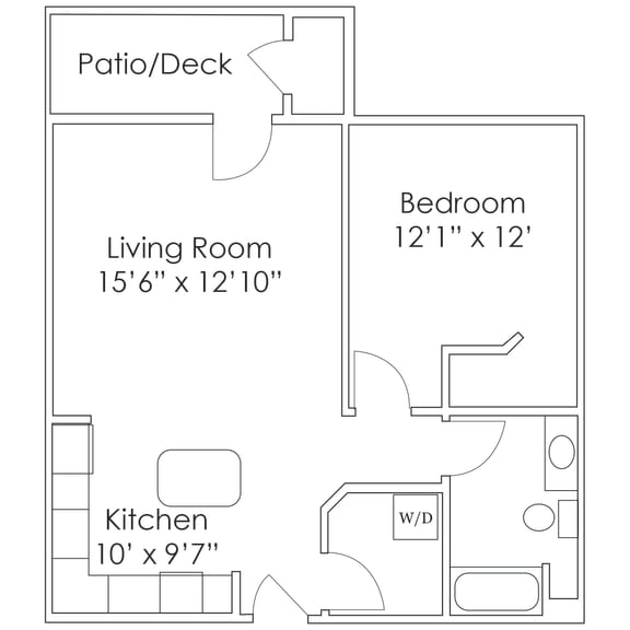 831 SF One Bedroom Floor Plan at Thomasbrook apartments in Lincoln, NE