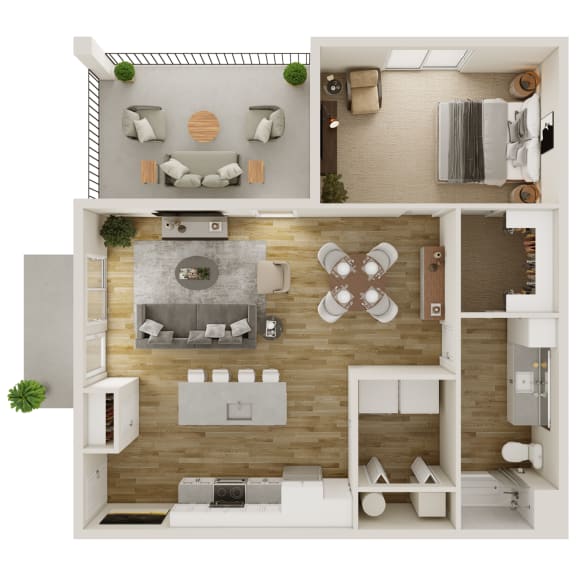 937 SF One Bedroom floor plan at The Trails at North Streams in West Omaha, NE