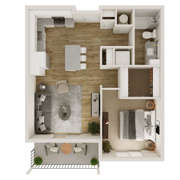 69 SF One Bedroom Floor Plan at The Trails at North Streams in West Omaha, NE