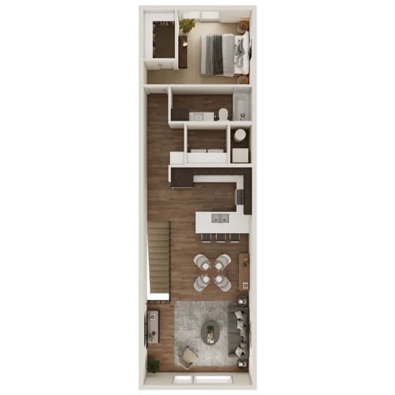 915 SF One Bedroom Floor Plan at The Trails at North Streams in West Omaha, NE