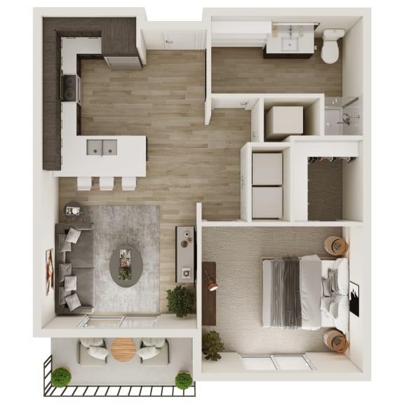 710 SF One Bedroom Floor Plan at The Trails at North Streams in West Omaha, NE