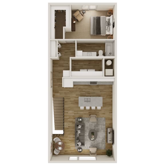 1006 SF One Bedroom Floor Plan at The Trails at North Streams in West Omaha, NE