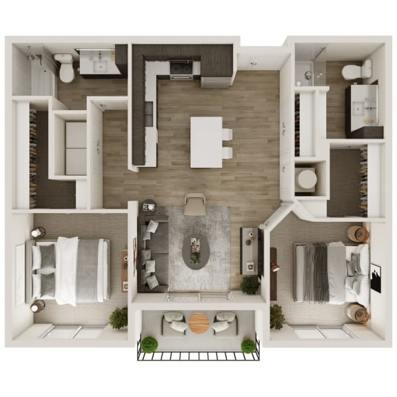 994 SF Two Bedroom Floor Plan at The Trails at North Streams in West Omaha, NE
