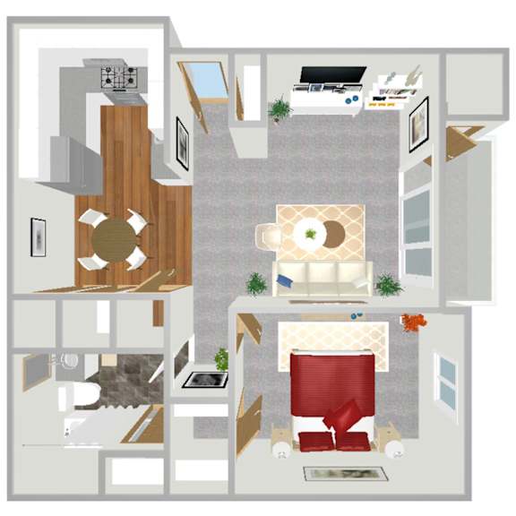 750 SF Remodeled One-Bed, One-Bath Floor Plan at Somerset Apartments in Omaha, NE