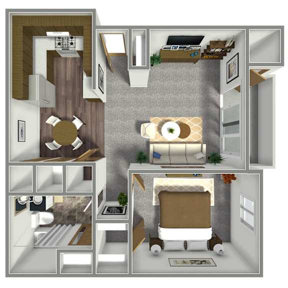 750 SF One-Bed, One-Bath Floor Plan at Somerset Apartments in Omaha, NE