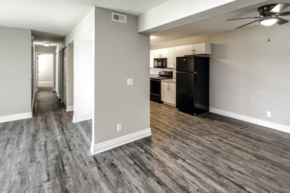 Beautiful newly-renovated one, two and three bedroom apartment townhomes with high-end finishes at Highpoint Apartments in Omaha, NE