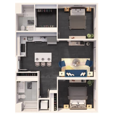 A black and white floor plan of a small apartment.