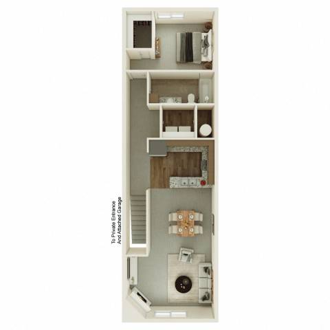 A floor plan of a one bedroom apartment.