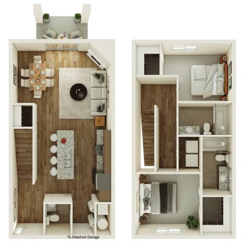 A floor plan of a house with a garage attached.
