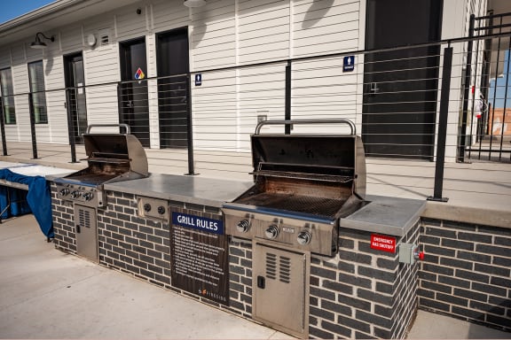 Gas grilling stations at Fireside at Waukee in Waukee, IA