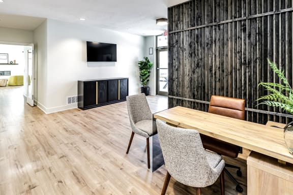 Clubhouse with open space and TV at Hanover Flats in Bennington, NE