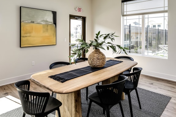 Clubhouse with tasteful decor at Hanover Flats in Bennington, NE