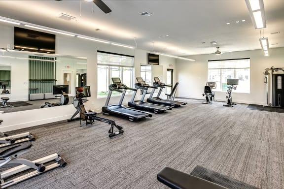Fitness Center with ample exercise equipment at Hanover Flats in Bennington, NE