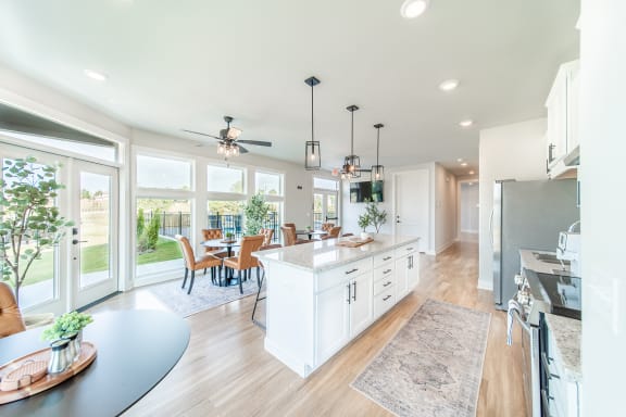 Clubhouse with Community Kitchen, Gathering Space and Billiards Lounge access at Hawthorne Row in Bentonville, AR