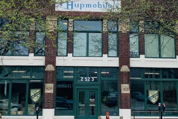 Historic building at Hupmobile Apartments in Omaha, NE