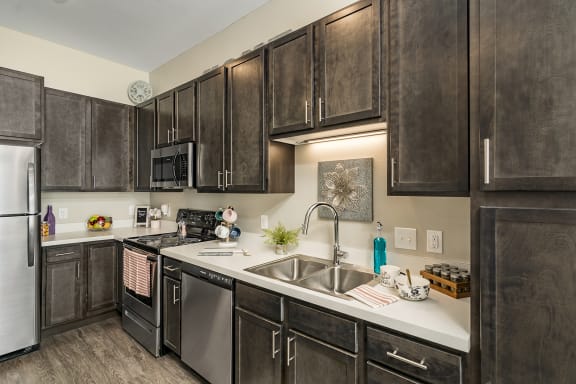 Energy-Efficient Stainless Steel Appliances at The Nexus at Gray's Landing in Downtown Des Moines, NE