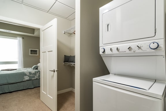 High-Efficiency In-Unit Washer and Dryer at The Nexus at Gray's Landing in Downtown Des Moines, NE