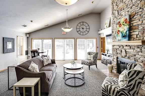 Clubhouse with Community Kitchen at Orchard Village in Omaha, NE