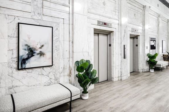 Elevators at Orpheum Tower Apartments in Omaha, NE