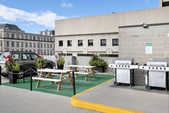 BBQ/Grilling Area at Orpheum Tower Apartments in Omaha, NE