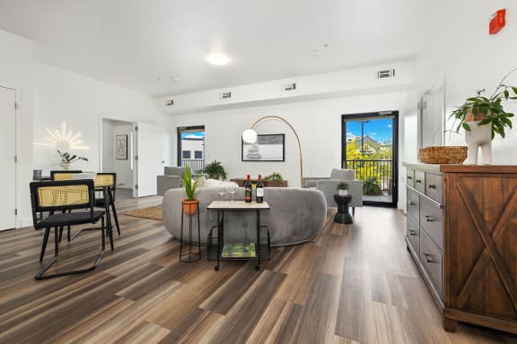 Luxury vinyl wood flooring at Parkside Apartments & Shops at Bentonville, AR