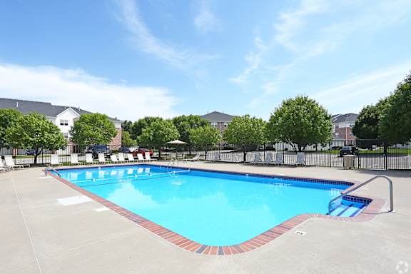 Heated swimming pool at Standing Bear Lake Apartments in Omaha, NE