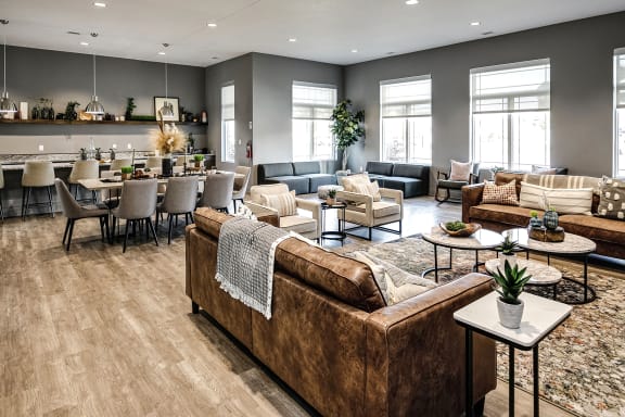 Community room with large kitchen at The 8801 in Lincoln, NE