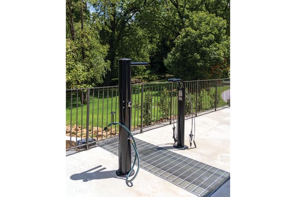 Bike wash station at The Howard East Central in Bentonville, AR