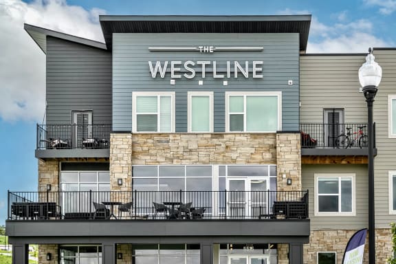 Community deck overlooking Flanagan Lake at The Westline at Flanagan Lake in Omaha, NE