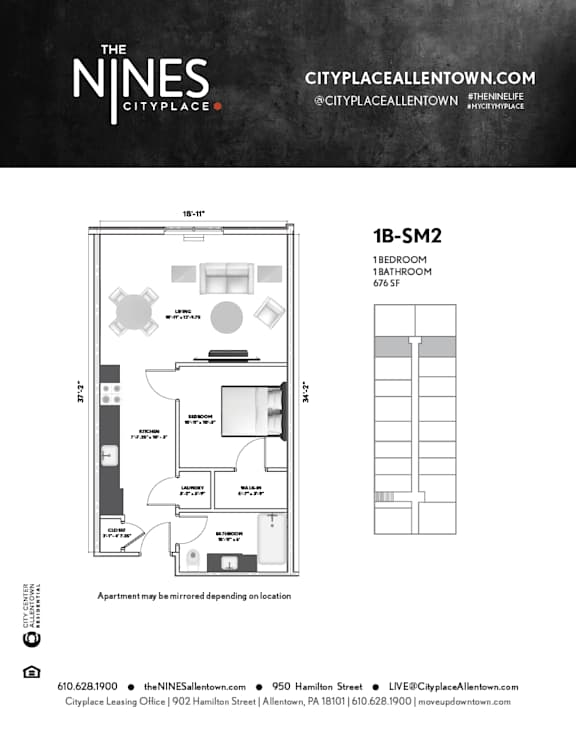 1 bed 1 bath D at The Nines Apartment Homes Apartments, Allentown, 18101