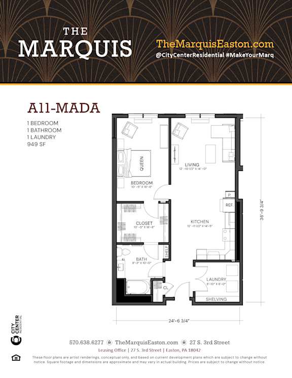 Floor Plan A11-MADA Floor Plan A11-MADA at The Marquis, Easton, 18042