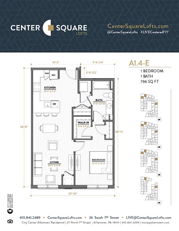 A14E Floor Plan at Center Square Lofts East, Pennsylvania