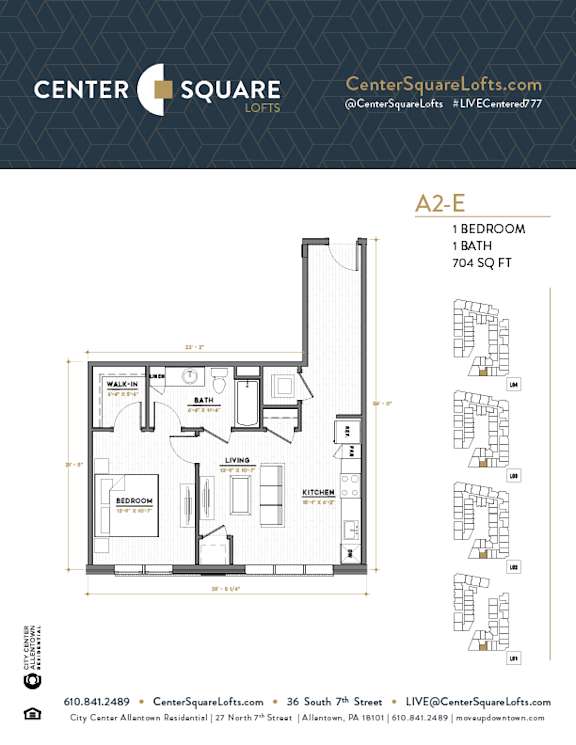 A2E Floor Plan at Center Square Lofts East, Allentown, PA