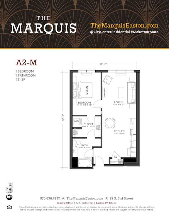 Floor Plan A2-M at The Marquis, Easton, Pennsylvania