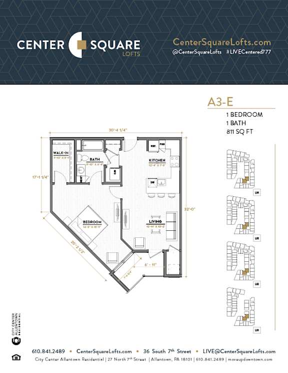 A3E Floor Plan at Center Square Lofts East, Pennsylvania