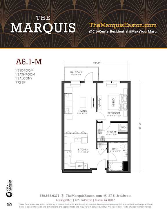 Floor Plan A6.1-M Floor Plan A6.1-M at The Marquis, Easton, PA